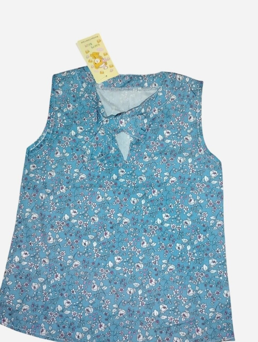 Floral Sleeveless Blouse with Bow Detail – Size 7/8 NWT